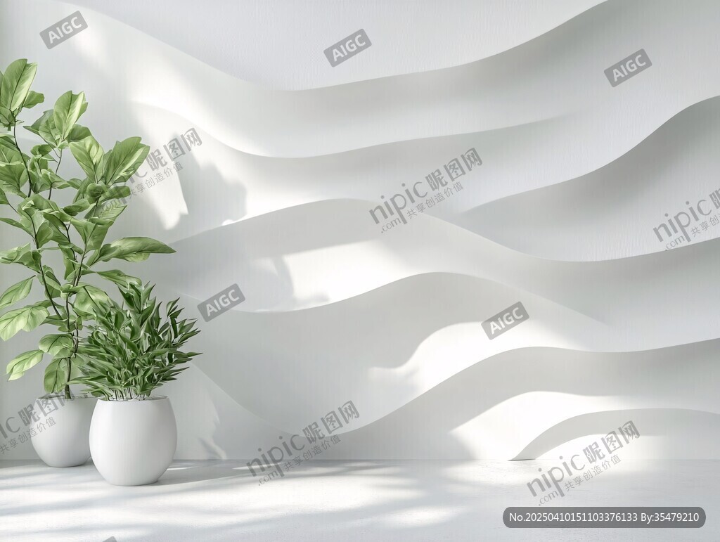 簡約白墻綠植裝飾空間