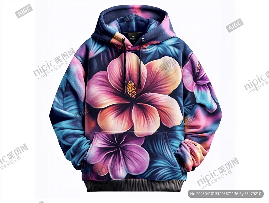 花卉圖案連帽衛衣