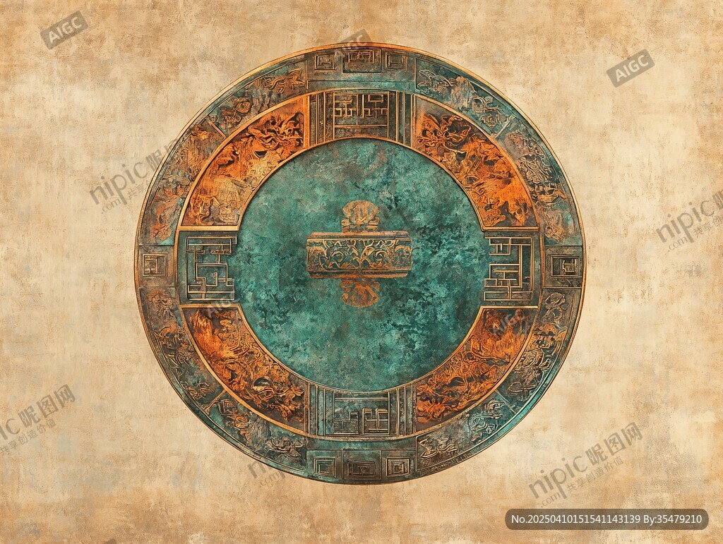 復古中式圓形紋飾圖案