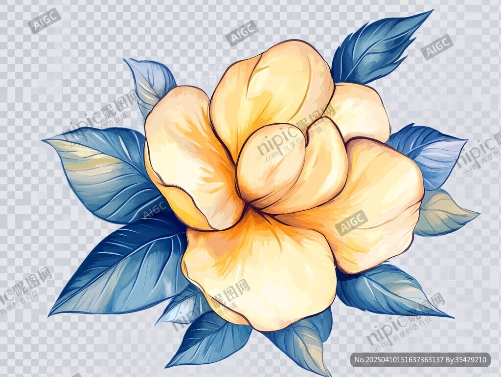 黃色花卉插畫 清新雅致