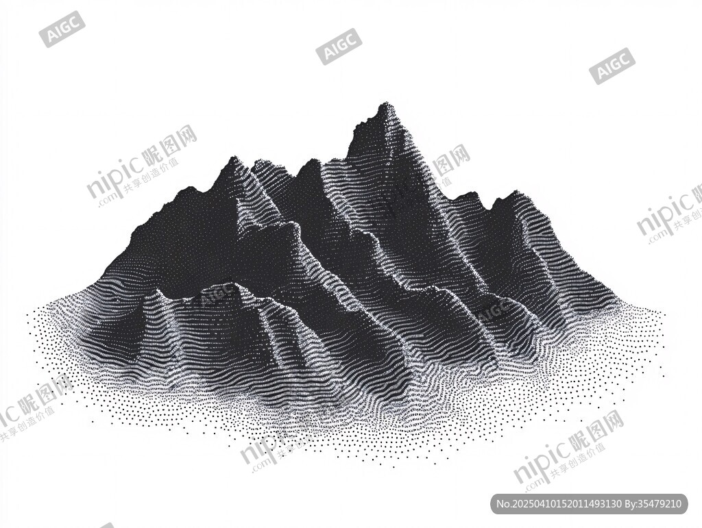 黑白山巒抽象藝術(shù)插畫