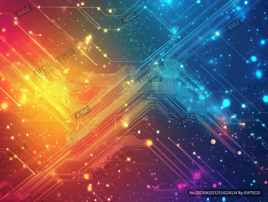 炫彩科技感電路板背景圖