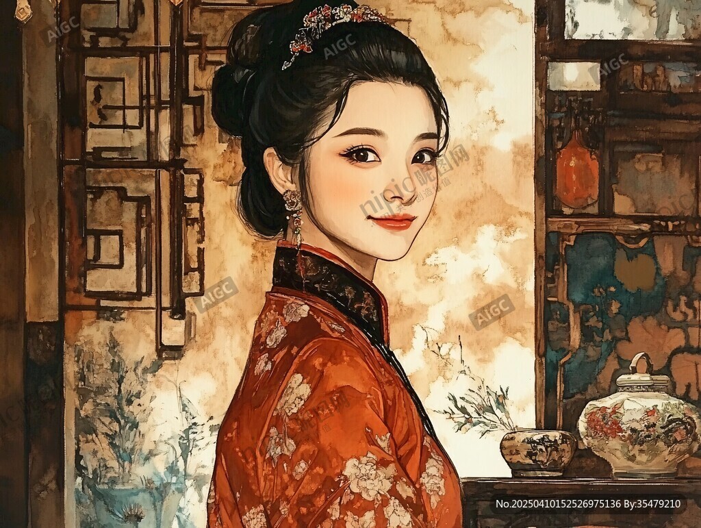 古風佳人著華服展溫婉