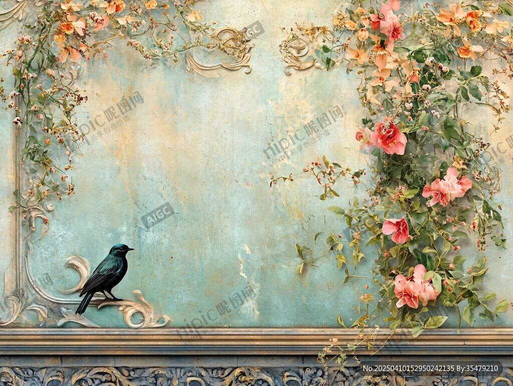 花鳥裝飾墻面藝術圖景