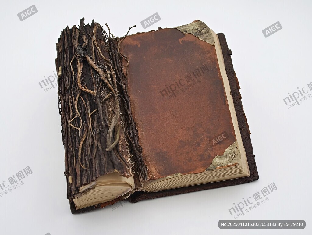 復古風帶藤蔓裝飾的舊書籍