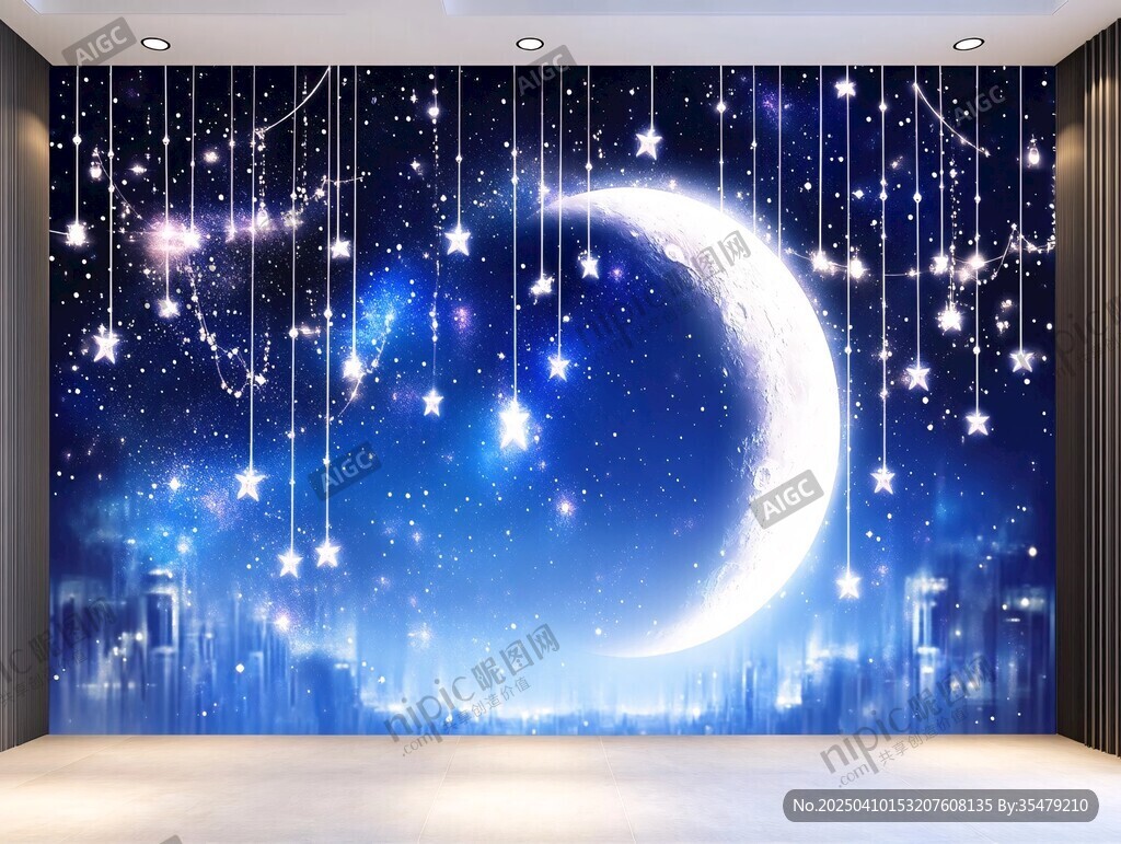 夢(mèng)幻星空主題背景墻