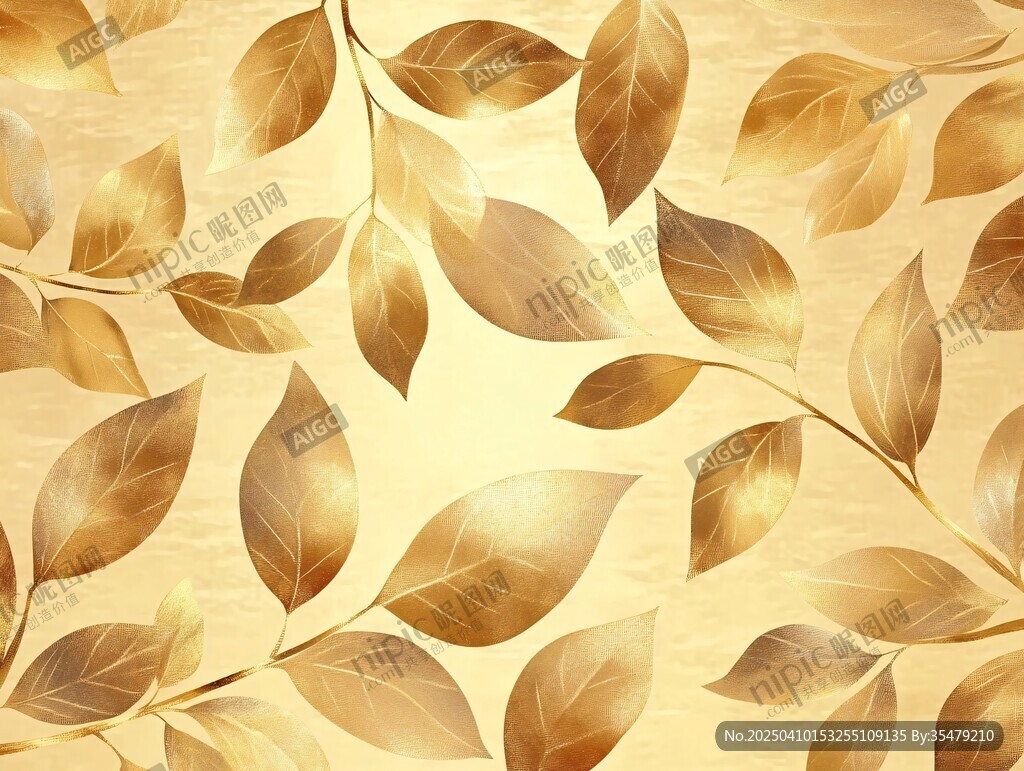 金色葉片圖案背景紋理
