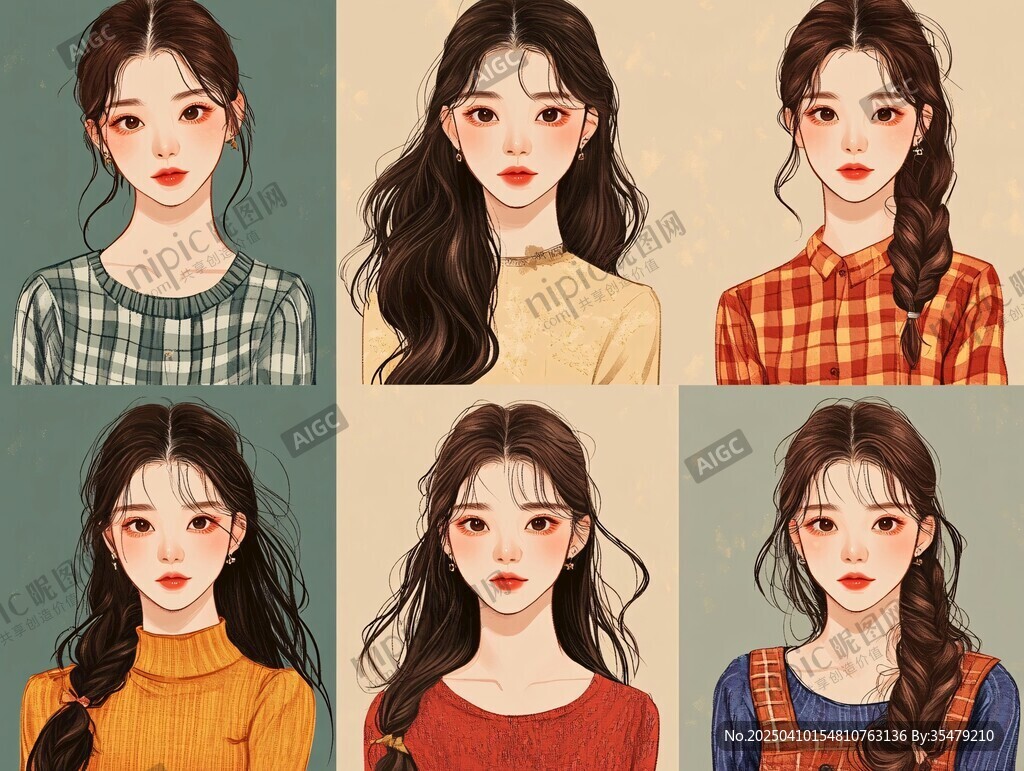 六款風格各異的少女插畫