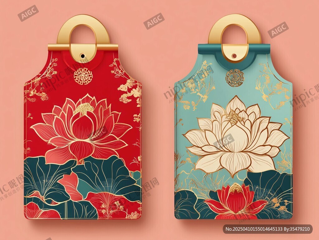 中式蓮花圖案精美鑰匙扣