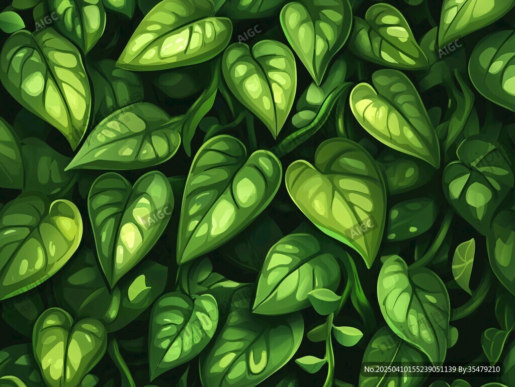 翠綠葉片構成的生機背景