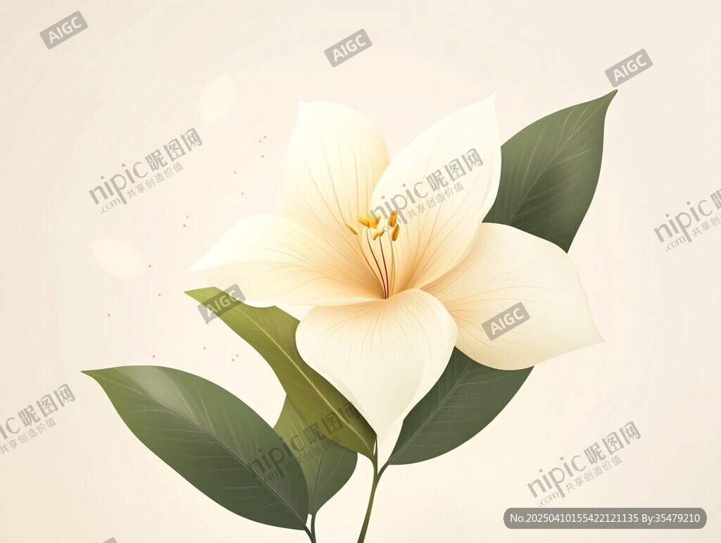 潔白素雅的單朵花卉綻放