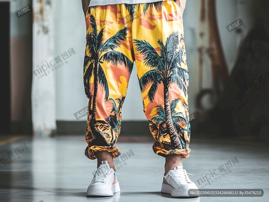 熱帶風(fēng)情印花休閑褲展示