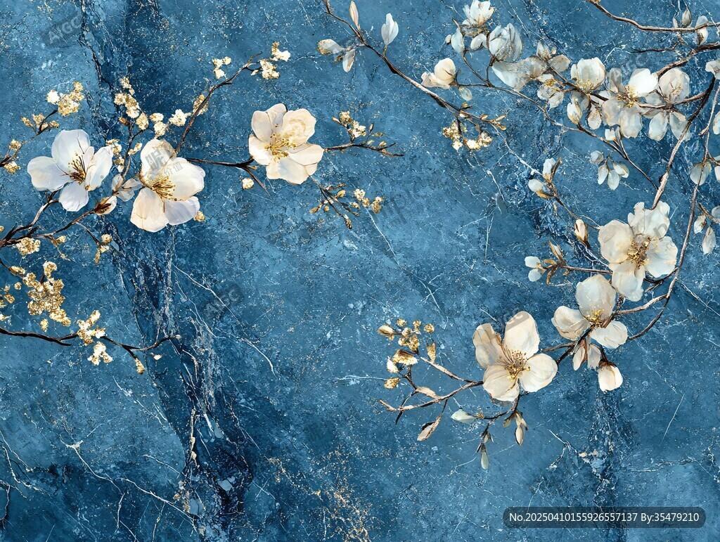 藍(lán)底白花裝飾圖