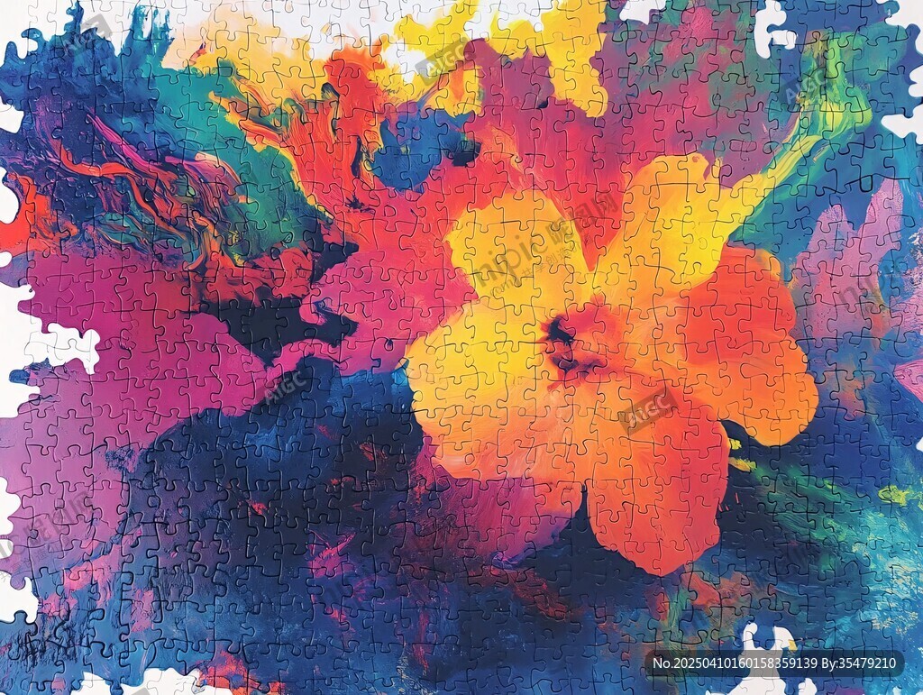 繽紛花卉水彩藝術拼圖