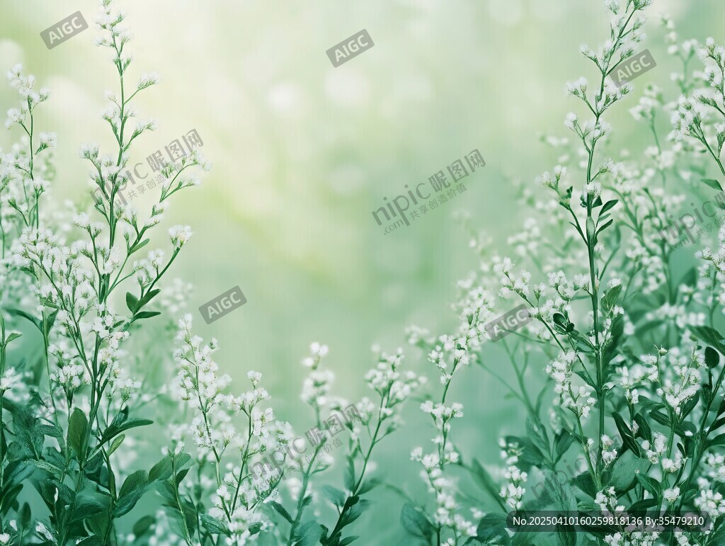 清新小白花 綠意盎然景致
