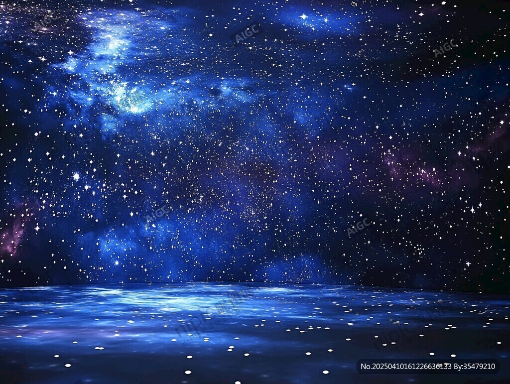 夢(mèng)幻星空下的靜謐水面