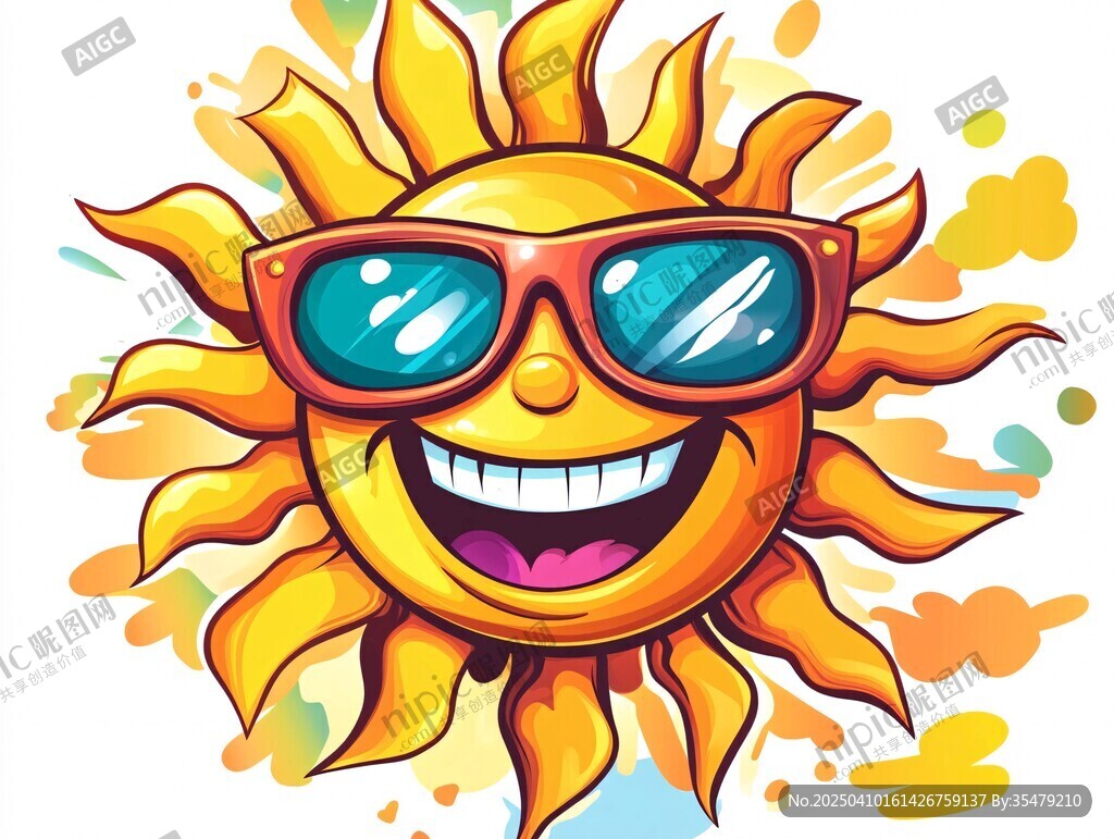 戴墨鏡的快樂太陽形象
