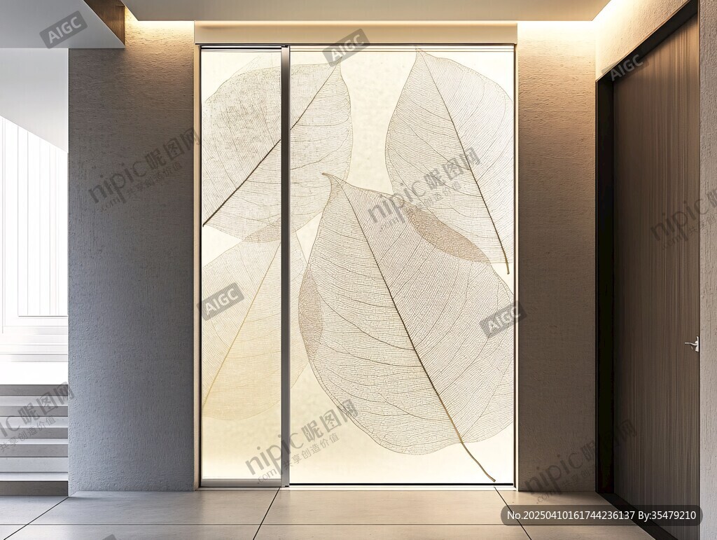 葉紋玻璃門 現(xiàn)代室內景致