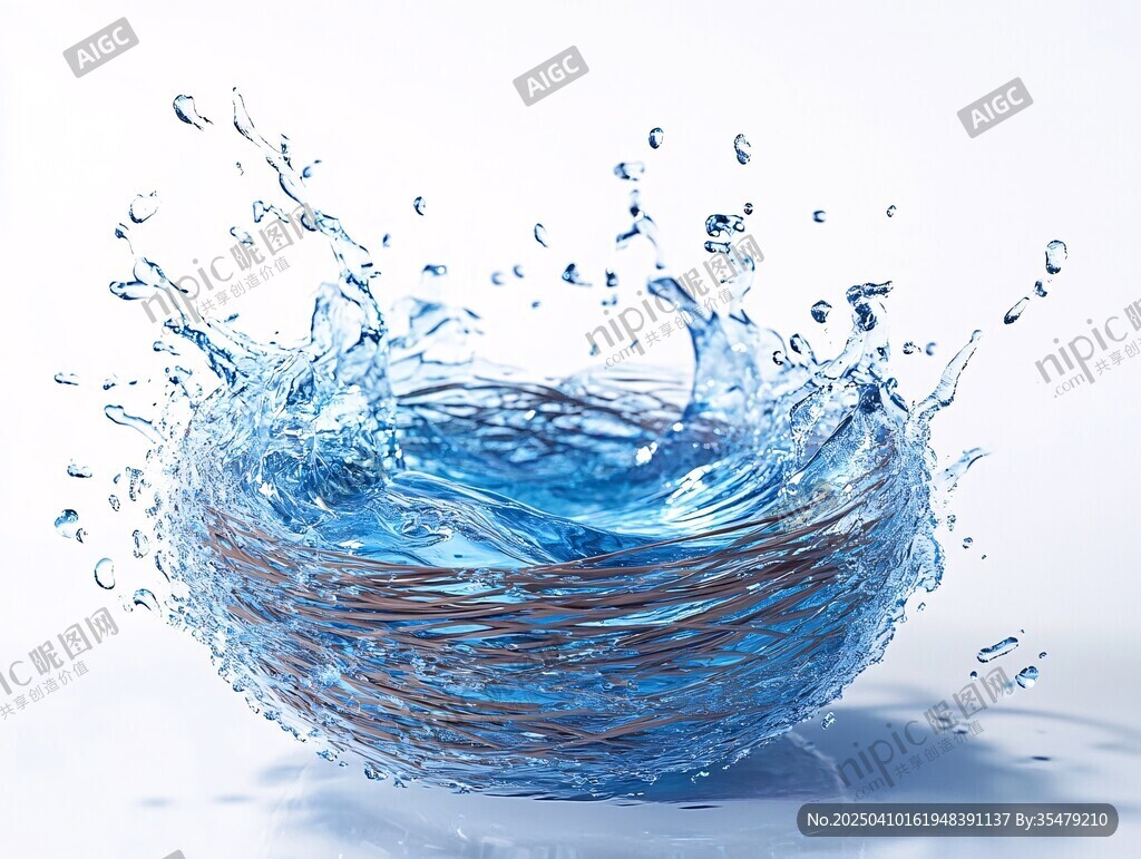 藍色水花飛濺編織碗