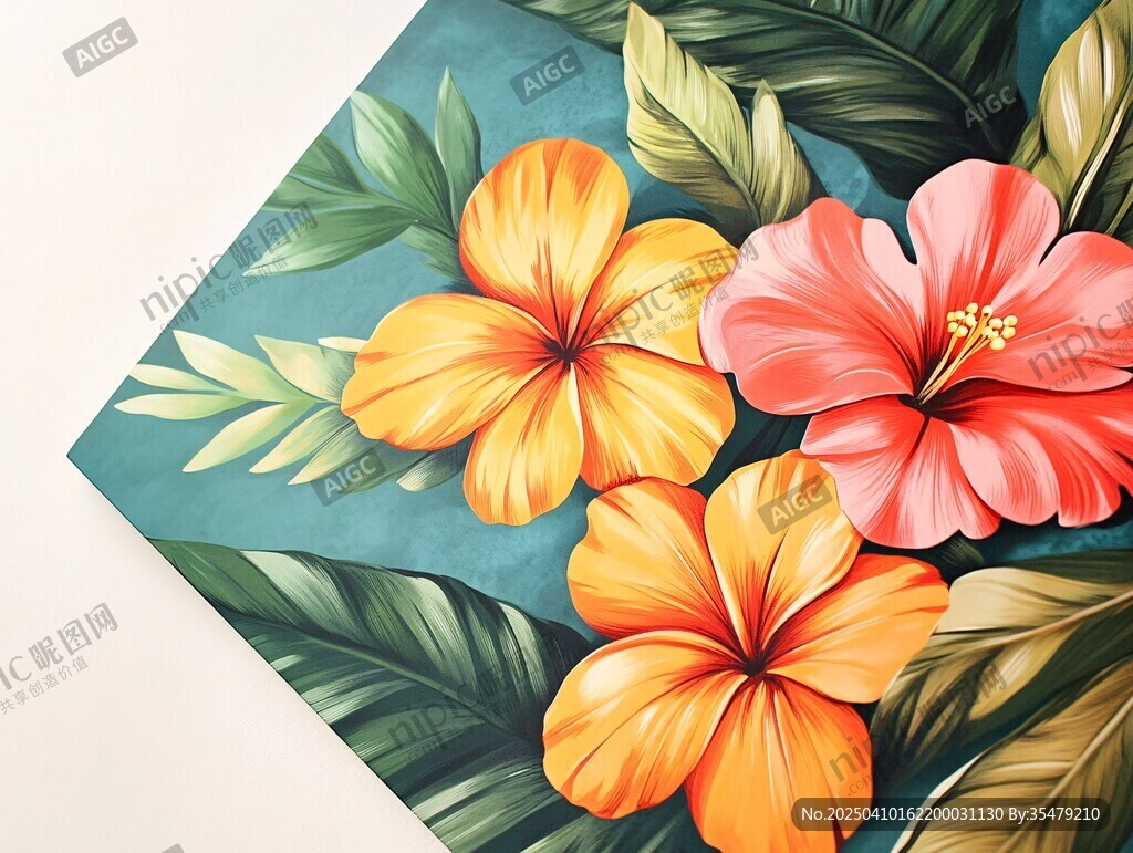 熱帶花卉插畫圖案設(shè)計(jì)