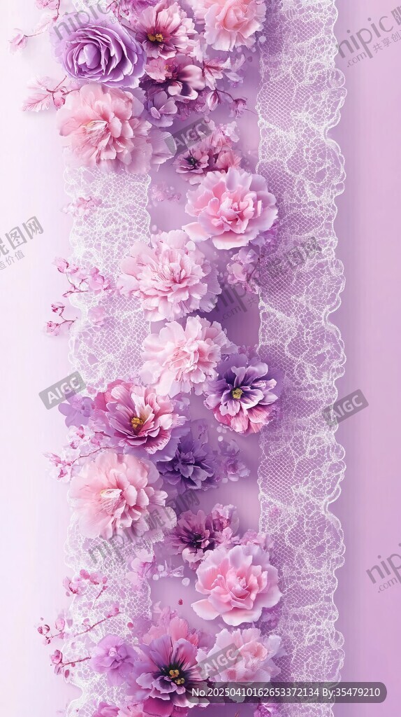 浪漫蕾絲花卉裝飾圖案