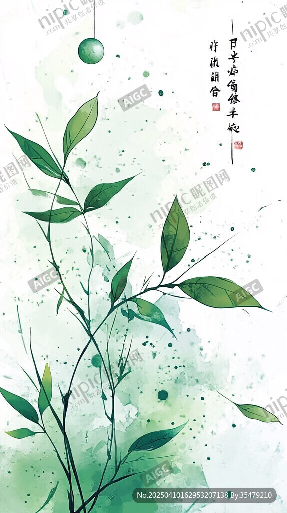 水墨綠植繪 清新自然風(fēng)