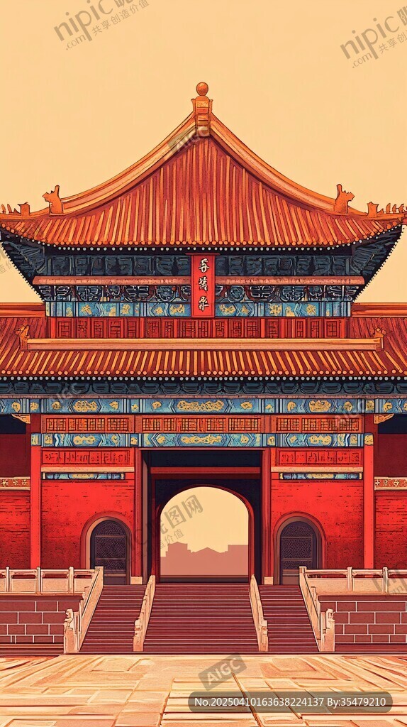 中式古建筑宮殿壯麗景象