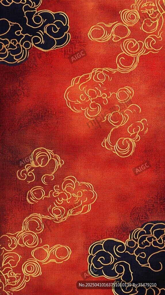 紅底金云中式傳統(tǒng)紋理