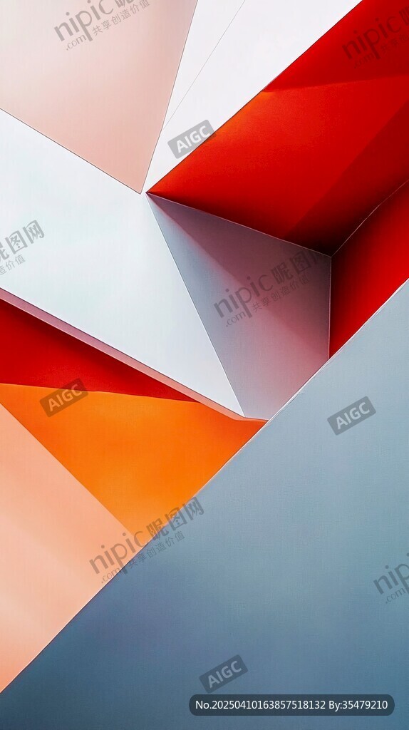 多彩幾何建筑抽象藝術畫面