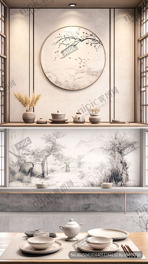 中式雅致茶室場景展示