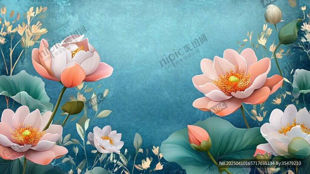 夏日荷花綻放唯美圖景