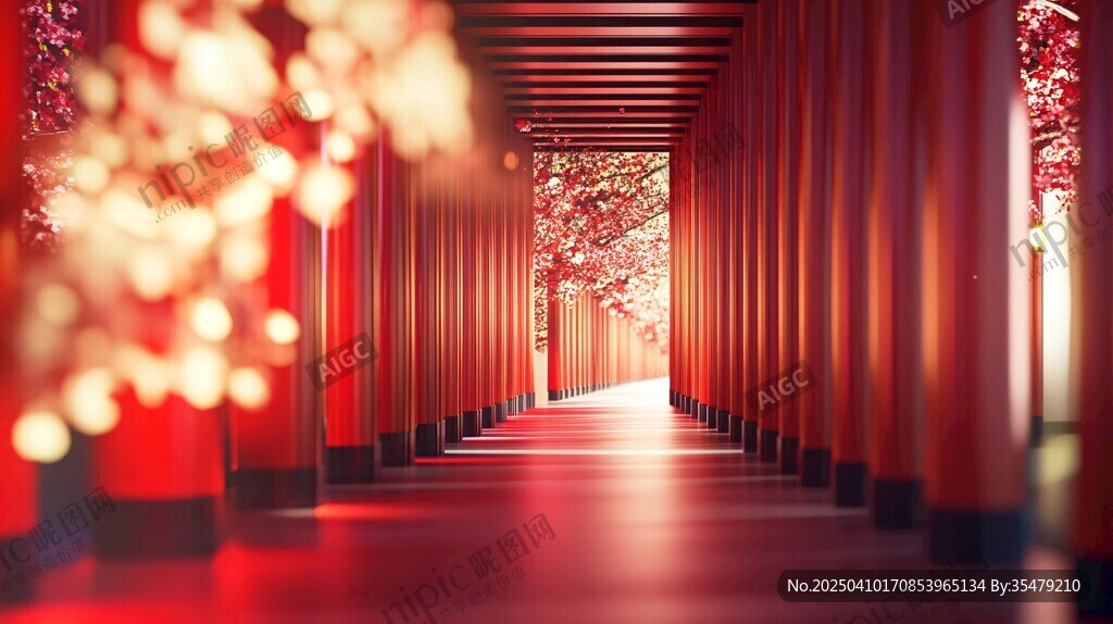 紅色鳥居通道夢幻美景