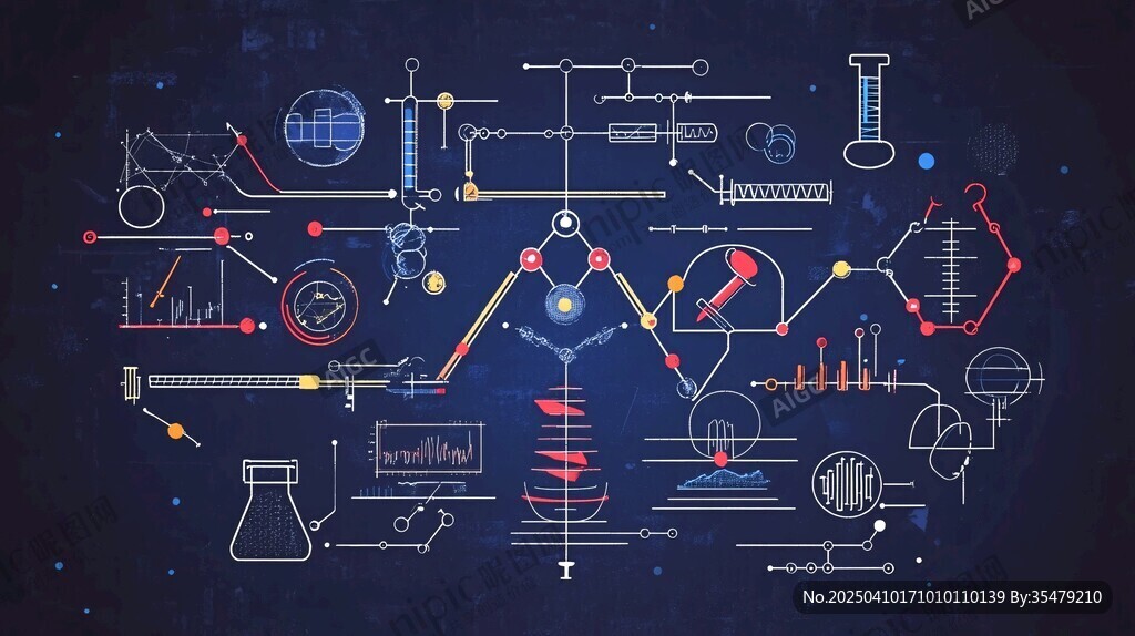 科技實驗元素抽象插畫