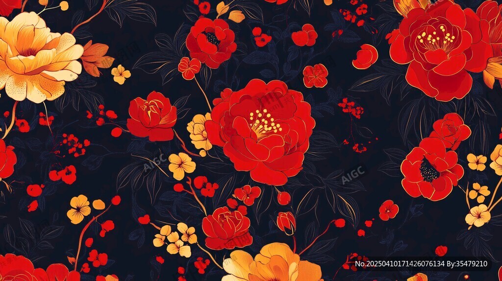 中式繁花圖案 典雅絢麗