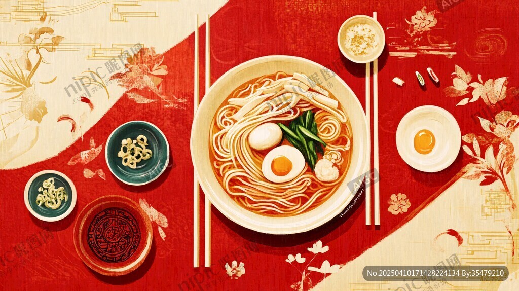 中式美味拉面的精致擺盤