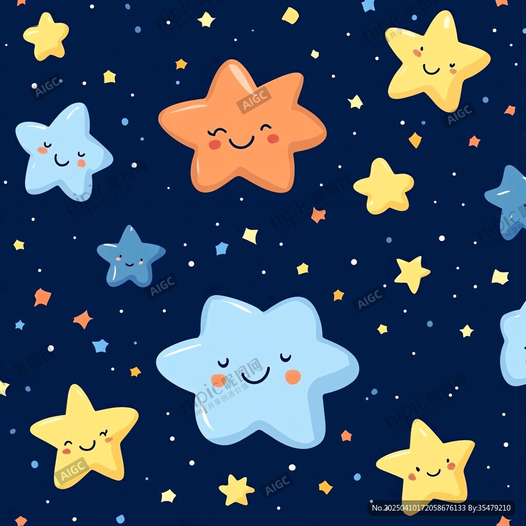 可愛笑臉星星卡通圖案背景