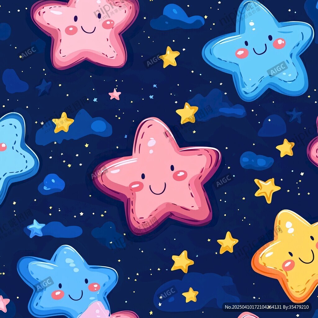 可愛星星夜空圖案背景