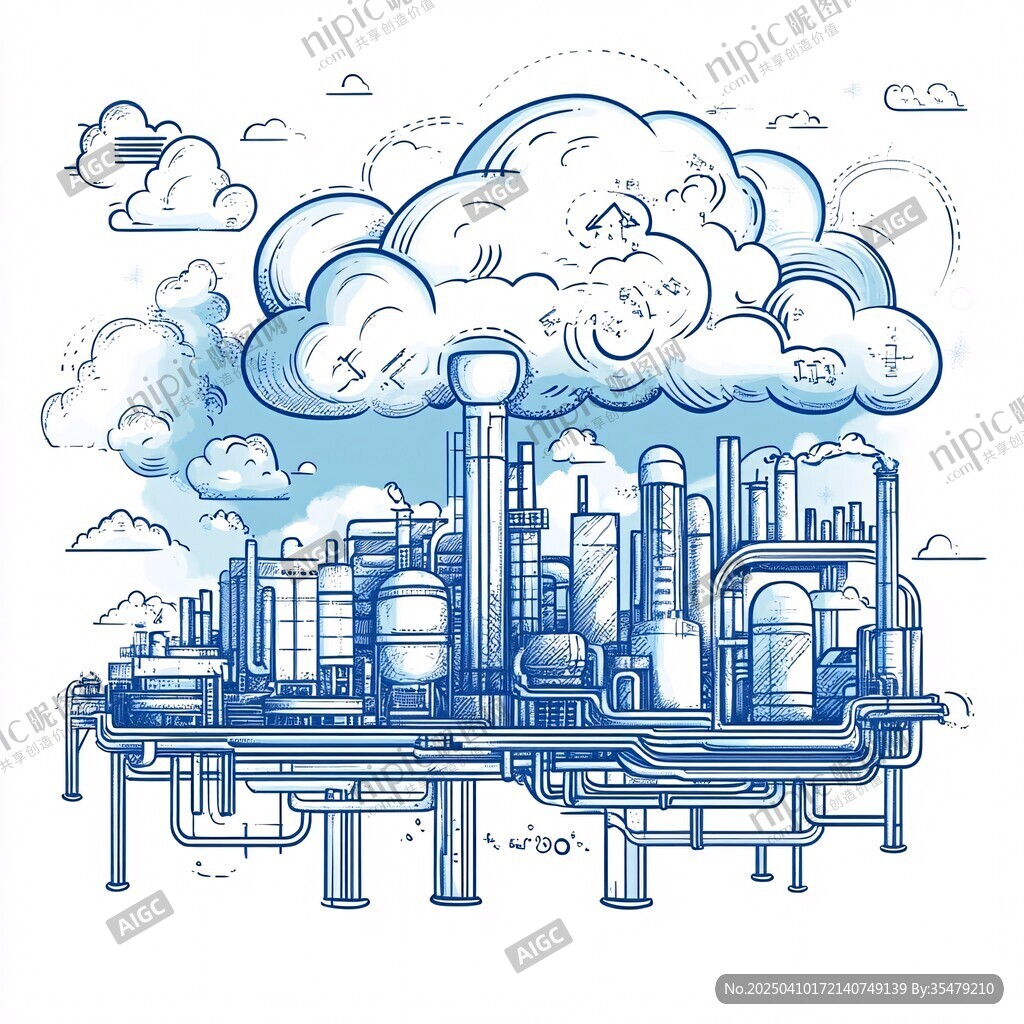 工業(yè)工廠與云朵的創(chuàng)意場(chǎng)景