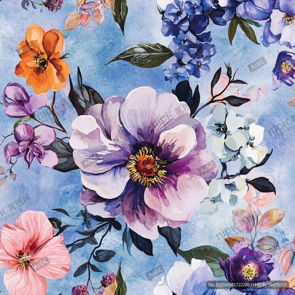 水彩花卉圖案精美背景圖
