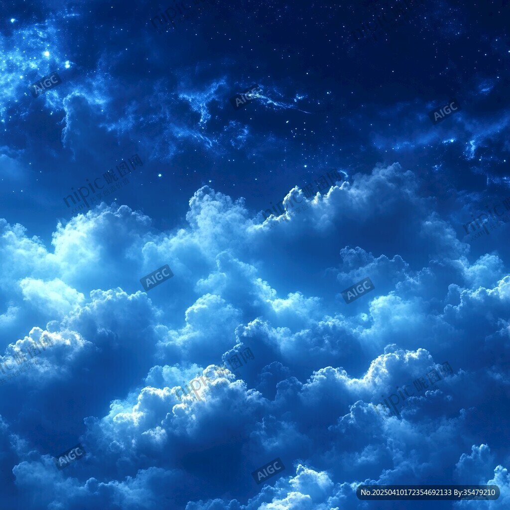 夢幻夜空下的絢爛云海