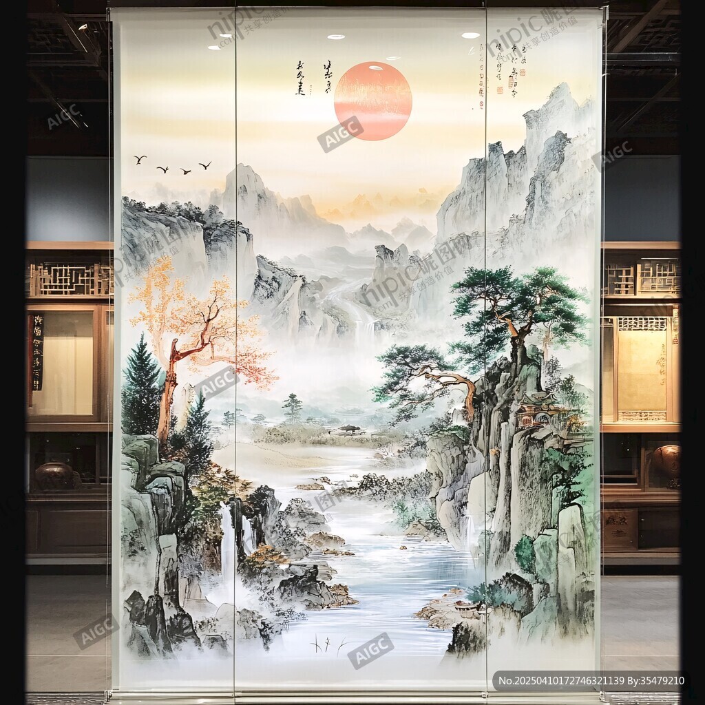中式山水屏風(fēng)畫藝術(shù)之美