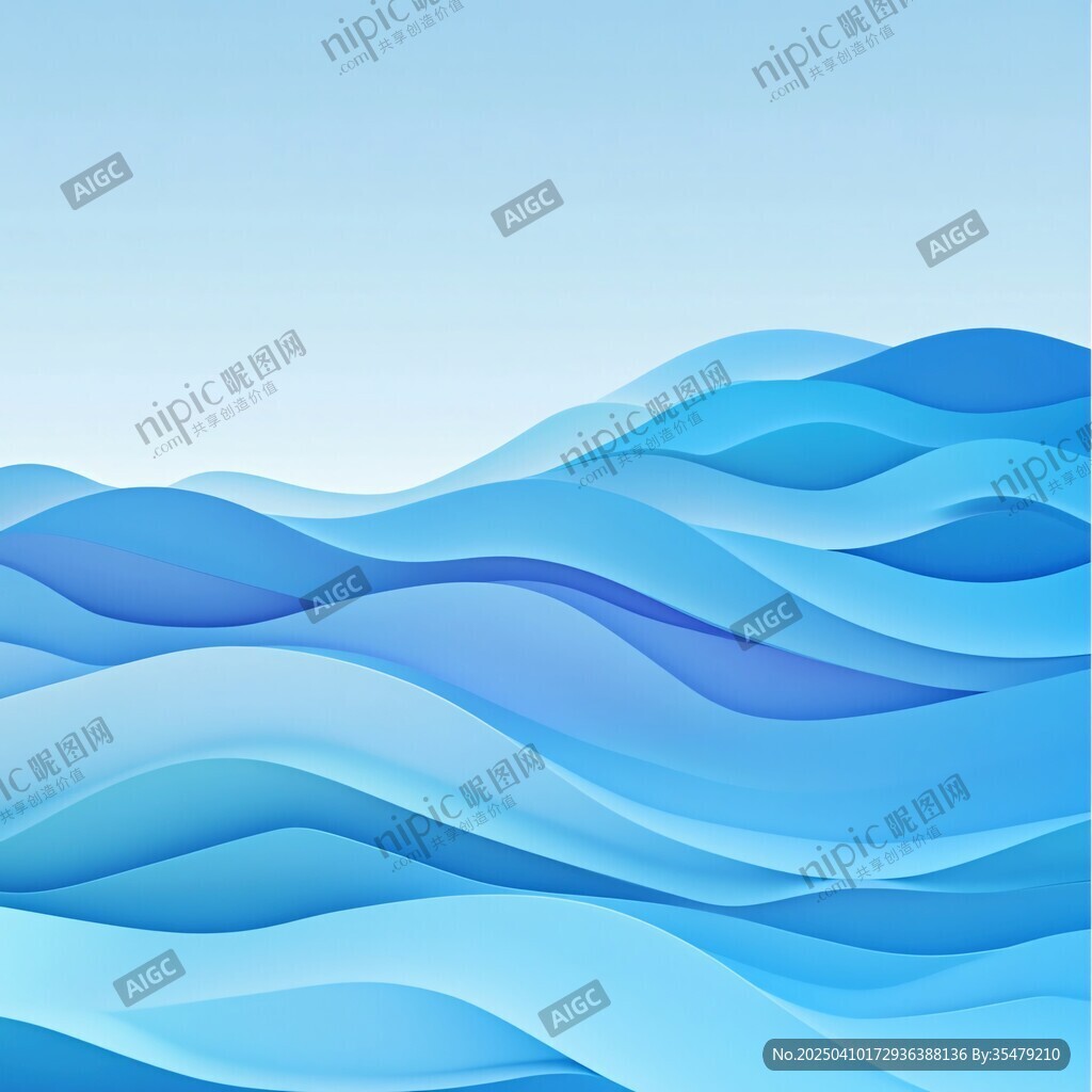 藍色漸變海浪抽象背景圖