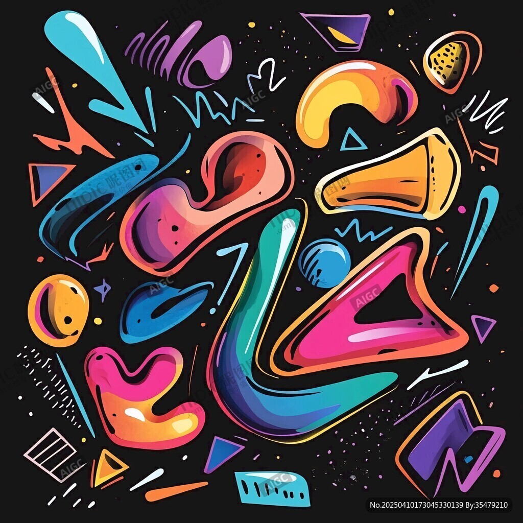動感炫彩抽象幾何圖形插畫