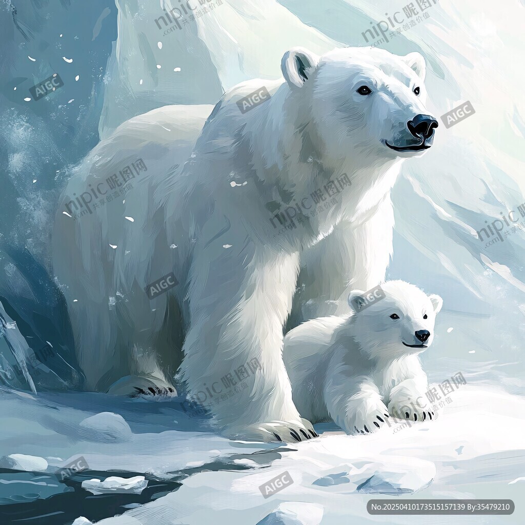 北極熊母子的冰雪世界