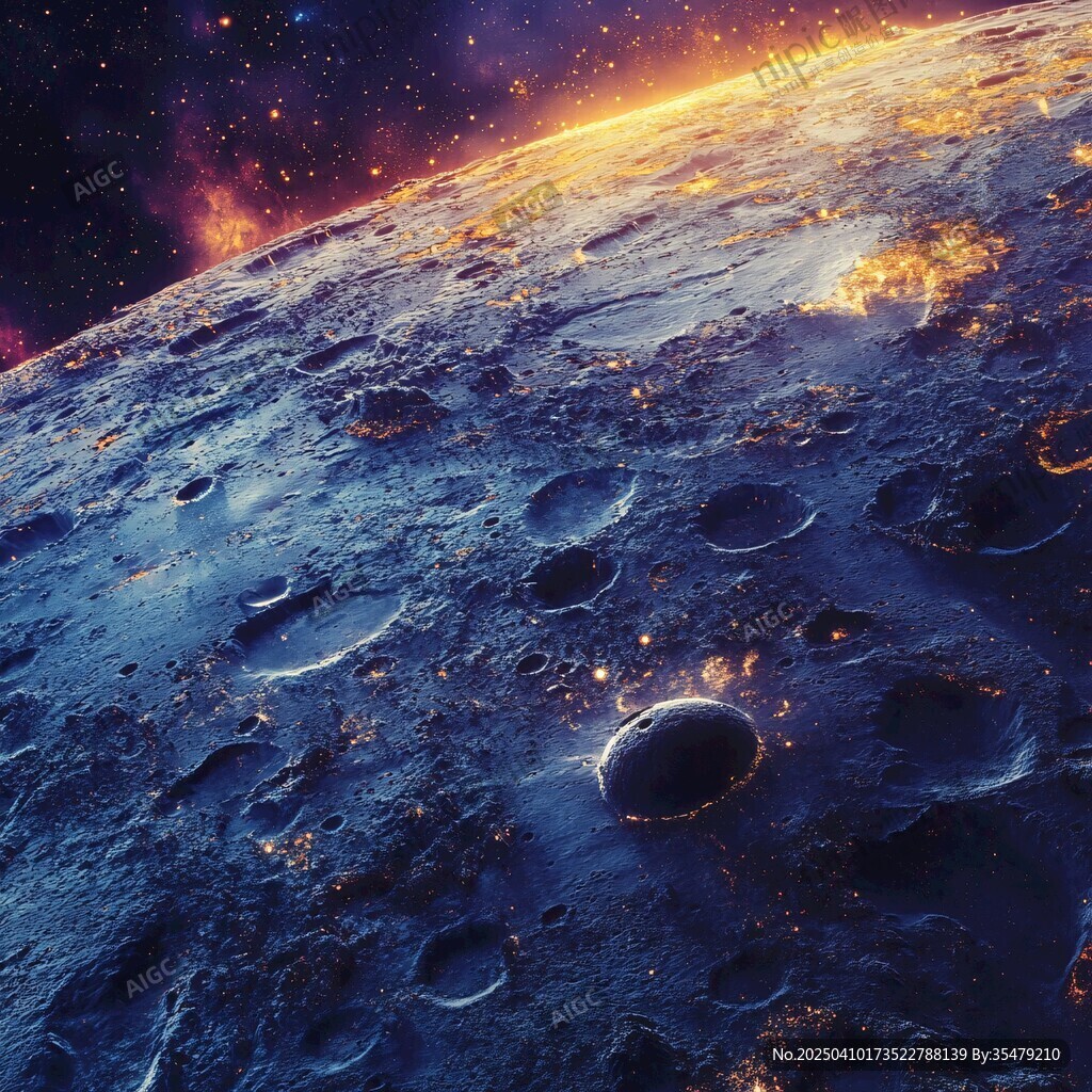 月球表面壯麗的宇宙景象