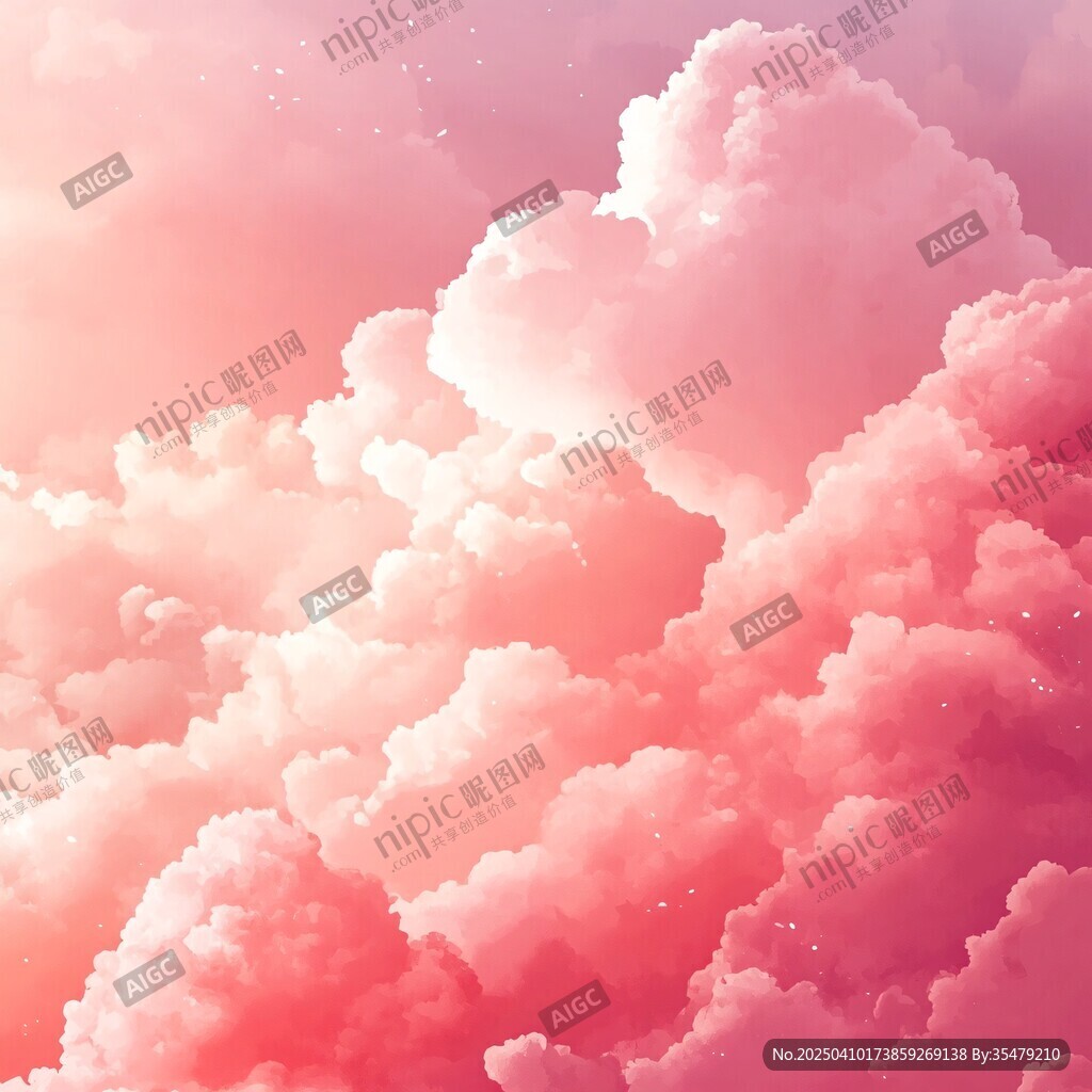 夢(mèng)幻粉色云朵天空美景