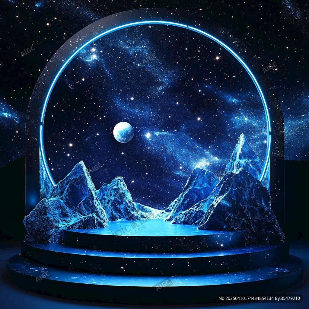 夢幻星空下的奇幻冰山舞臺
