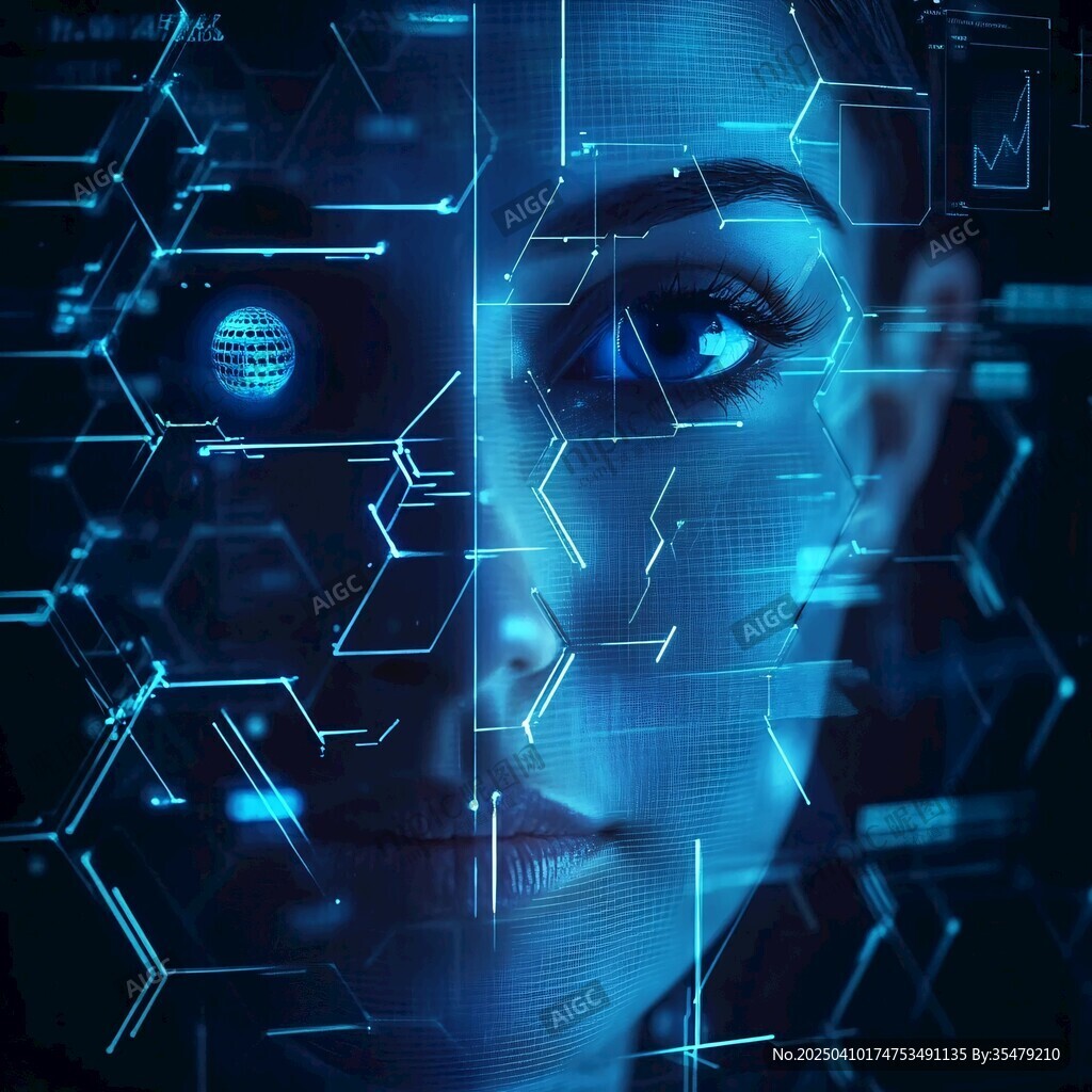 科技融合面容的奇幻圖景