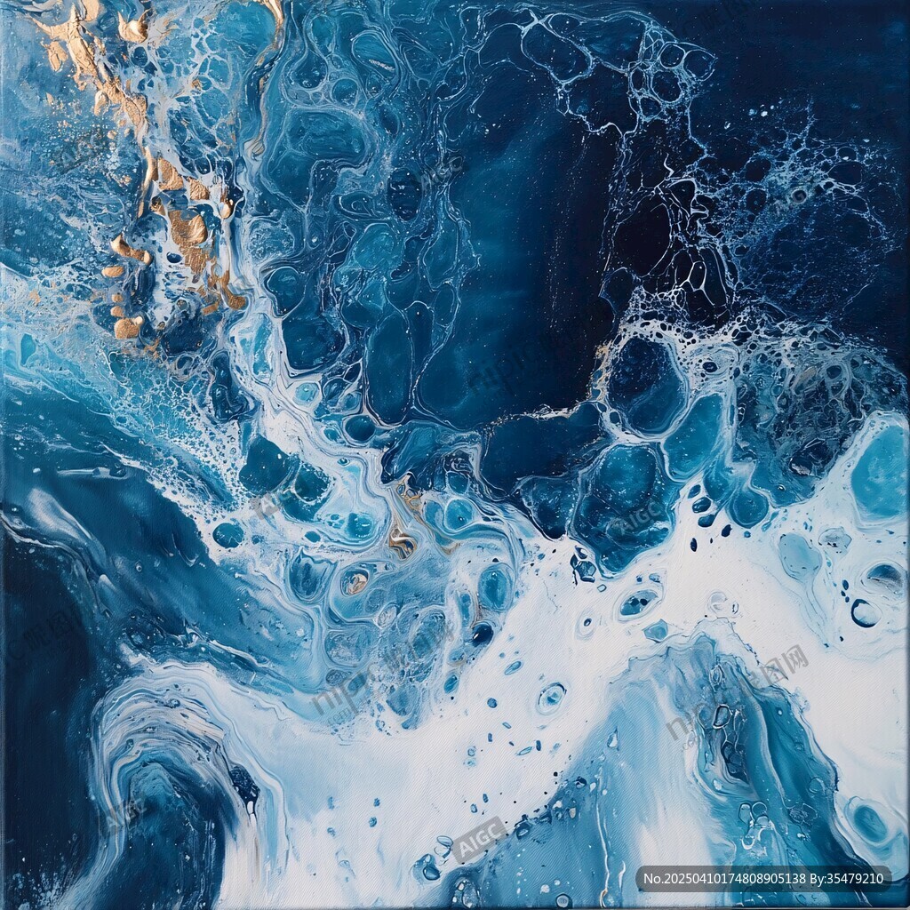 藍色流體藝術抽象紋理畫面