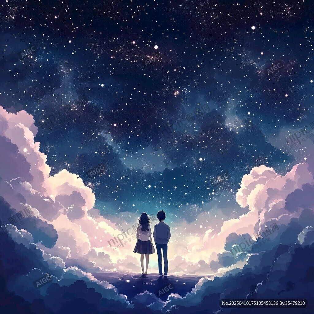 星空下的情侶浪漫共賞
